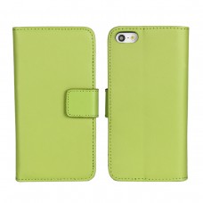 iPhone SE 5 5s - Genuine Leather Flip Stand Protective Phone Cover Case Wallet - Green